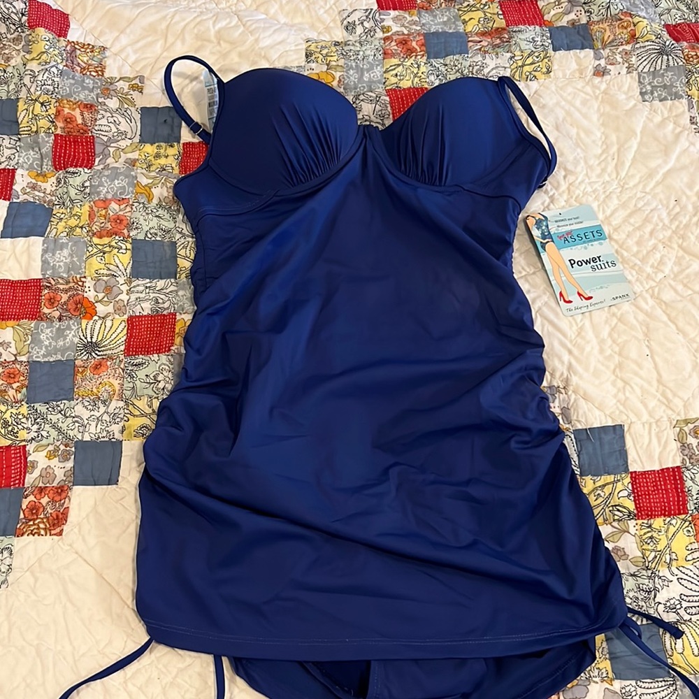 Spanx love your assets NWT BLUE swimsuit swim dress size m